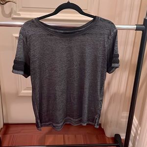 Forever 21 burnout tee with striped sleeve. Size M. Like new.